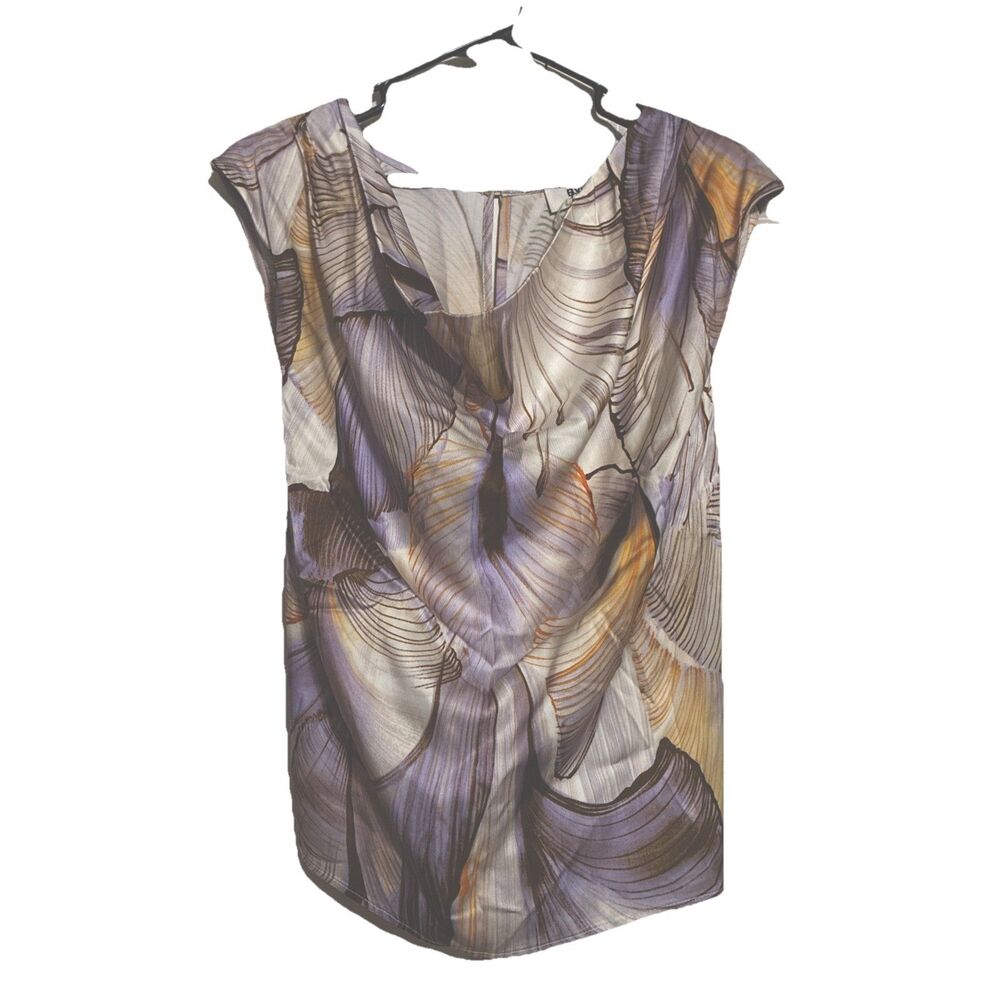 B.yu Cowl Neck Top S Made In Italy Purple/Orange/Multi 100% Viscose NEW $195